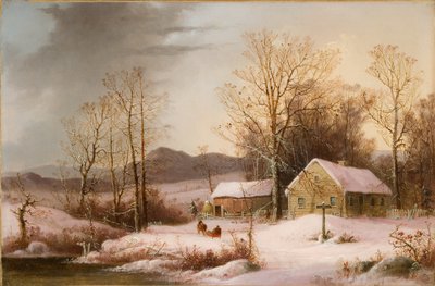 Bondegård om vinteren 1860 (olie på lærred) af George Henry Durrie