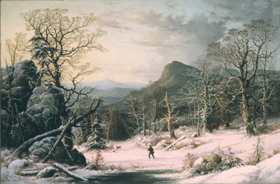 Jæger i vintertræ af George Henry Durrie