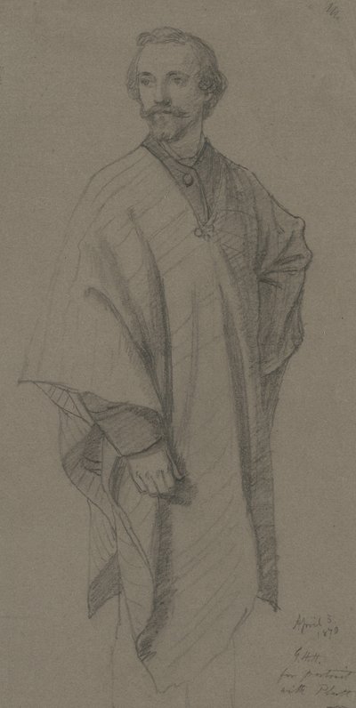 Selvportræt, 1870 (grafit på brunt vævet papir) af George Henry Hall