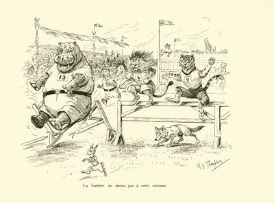 Barrieren kunne ikke modstå stødet (litho) af George Henry Thompson