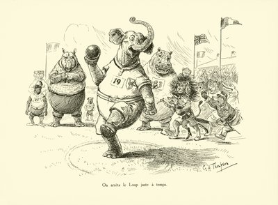 Vi stoppede ulven lige i tide (litografi) af George Henry Thompson
