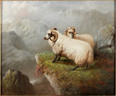 Får på en klippekant, ca. 1865-68 af George Hepper