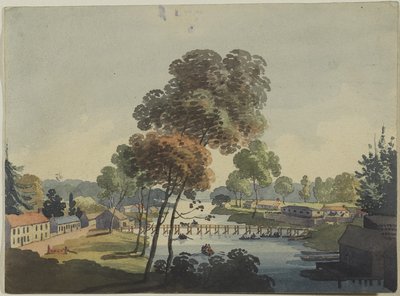 Landsbyen Chippawa nær Niagara-vandfaldene, ca. 1801 (wc på vævet papir) af George Heriot