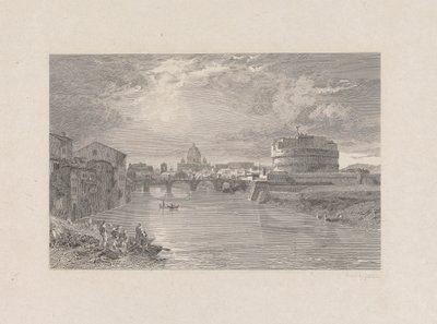 Rom; Broen og slottet St. Angelo ved Tyberen af George Hollis