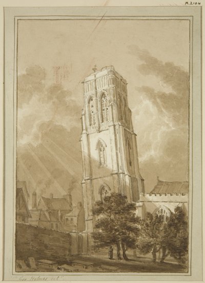 Temple Church (blyant og akvarel på papir) af George Holmes