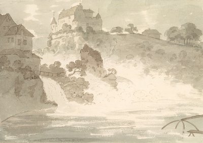 Falls at Schauffhausen, 1782 (wc over grafit med pen og blæk på papir) af George Howland Beaumont