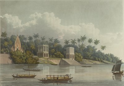 Hindoo Pagodas under Barrackpore på Ganges af George Hunt