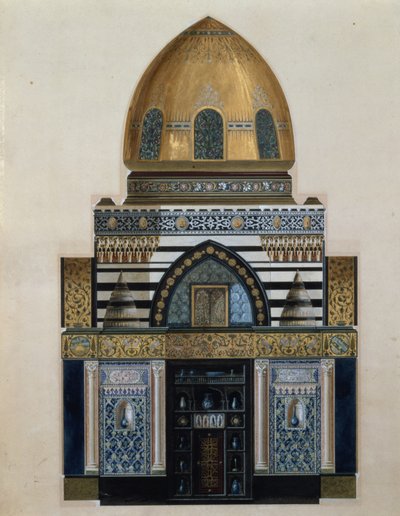 Design til Arab Hall i Leighton House, London, 1880 (wc, gouache) af George II Aitchison