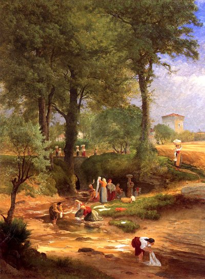 Vaskedag nær Perugia, Italien, 1873 af George Inness