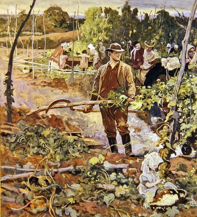 The Gleaners (blyant og akvarel på papir) af George John Pinwell
