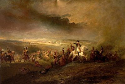 Napoleon forlader feltet ved Waterloo den 18. juni 1815, ca. 1816 af George Jones