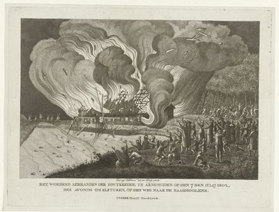 Brand i saltkæden ved Arnemuiden, 7. juli 1802 af George Kockers