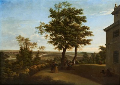 Westcombe House, udsigt fra terrassen med London i det fjerne af George Lambert