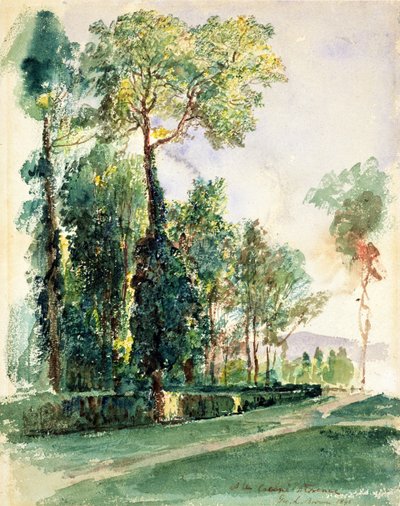 At the Cascine, Firenze, 1845 (wc på papir) af George Loring Brown