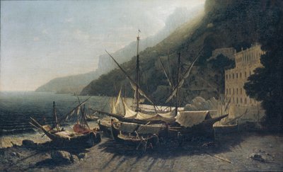 Udsigt over Amalfi, Salerno-bugten af George Loring Brown