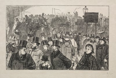 The Living Stream ved London Bridge - On the Bridge, 1863. af George Louis Palmella Busson Du Maurier