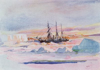 Aurora Australis, illustration fra "The Heart of the Antarctic: The Nimrod Expedition to the South Pole" af Sir Ernest Shackleton (1874-1922) af George Marston