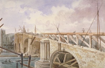 Nedrivningsarbejde udføres på Blackfriars Bridge, 1864 af George Maund
