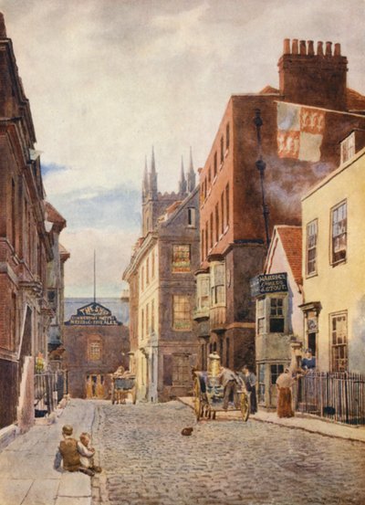 Church Street, set mod syd (farvelitografi) af George Moore Henton