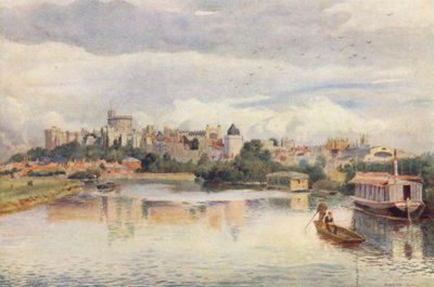 Windsor fra floden (farvelitografi) af George Moore Henton