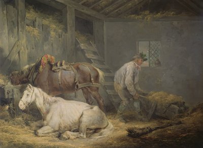 Heste i en stald, 1791 af George Morland