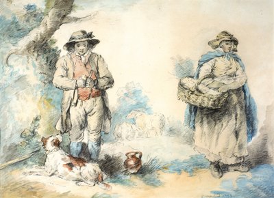 The Higglers (pastel (sort) og akvarel på papir (klisteret på papir)) af George Morland