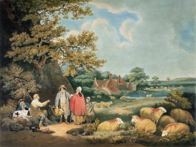 The Shepherds, indgraveret af William Ward (1766-1826), pub. af H. Morland, 1806 (mezzotintgravering) af George Morland