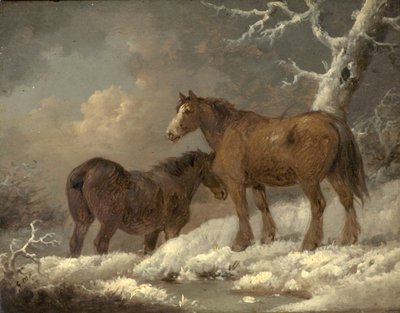 To heste i sneen af George Morland