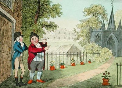 Showing a Garden, graveret af Isaac Cruikshank (1756-c.1811), udgivet 1796 (akvatinte) af George Moutard (after) Woodward