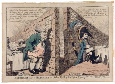 Blokade mod Blockade eller John Bull a Match for Boney af George Moutard Woodward
