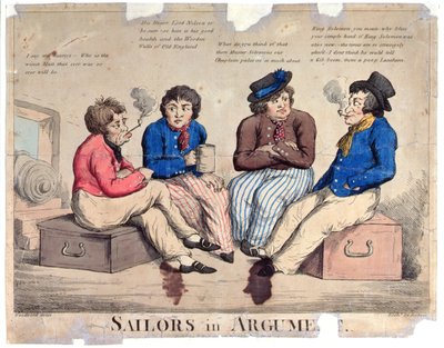 Sailors in Argument, graveret af Roberts (farvet radering) af George Moutard Woodward