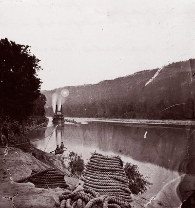 U.S. Transport i Rapids, Tennessee RiverThe Suck - Tennessee River under Chattanooga..., ca. 1864. af George N. Barnard