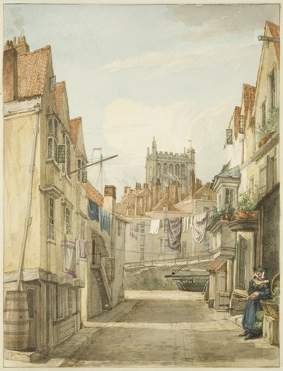 Aldersey Lane (blyant og akvarel på papir) af George Orleans Delamotte