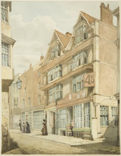 South Side, Wine Street (blyant og akvarel på papir) af George Orleans Delamotte
