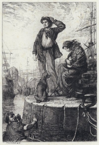 Emigranter i Liverpool (ætsning) af George Percy Jacomb Hood