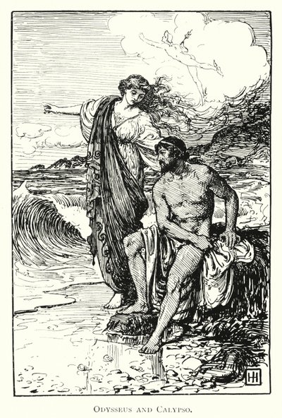 Odyssey: Odysseus og Calypso (gravering) af George Percy Jacomb Hood