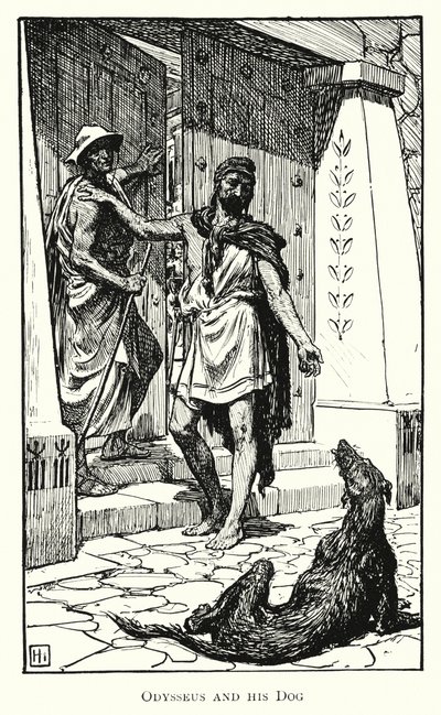 Odyssey: Odysseus og hans hund (gravering) af George Percy Jacomb Hood
