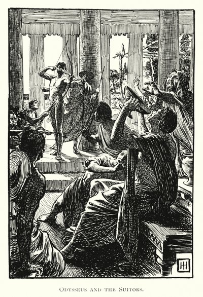 Odyssey: Odysseus and the Suitors (gravering) af George Percy Jacomb Hood