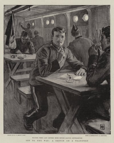På vej til krigen, en skitse om en transport af George Percy Jacomb Hood