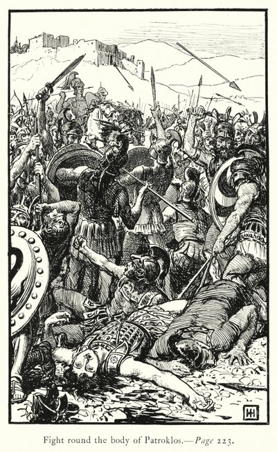 Iliaden: Kæmp rundt om Patroklos-legemet (gravering) af George Percy Jacomb Hood