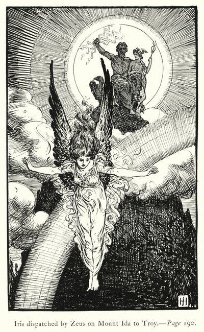 Iliaden: Iris sendt af Zeus på Mount Ida til Troja (gravering) af George Percy Jacomb Hood