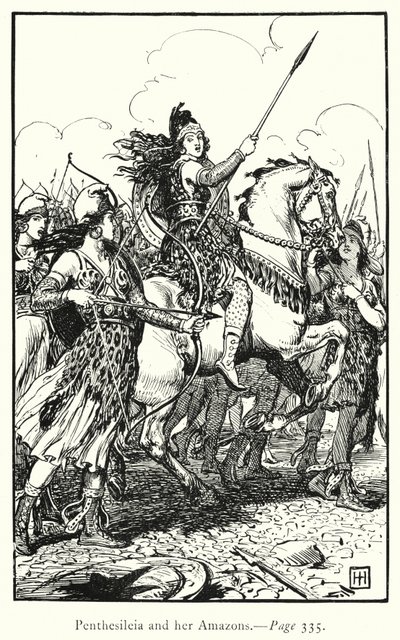 Iliaden: Penthesileia og hendes amasoner (gravering) af George Percy Jacomb Hood