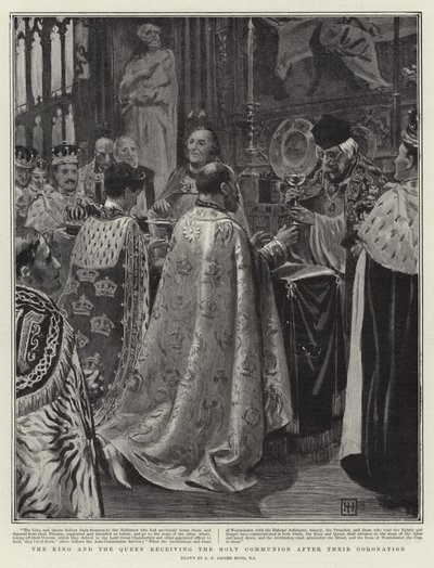 Kongen og Dronningen modtager den hellige nadver efter deres kroning af George Percy Jacomb Hood