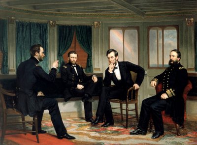 The Peacemakers, pub. 1868 (farve litho) af George Peter Alexander (after) Healy