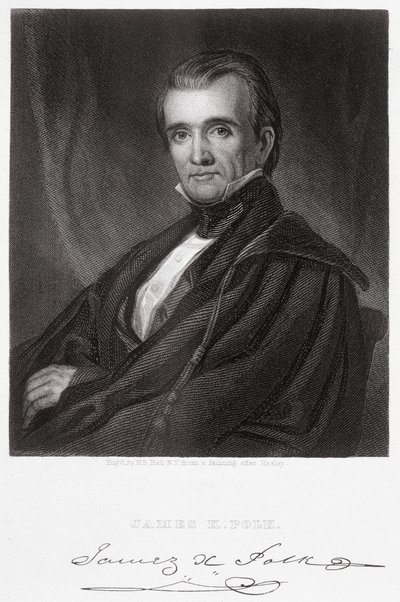 James Knox Polk, graveret af Henry Bryan Hall (1808-84) af George Peter Alexander Healy