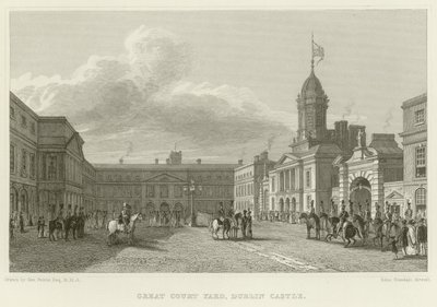 Great Court Yard ved Dublin Castle af George Petrie