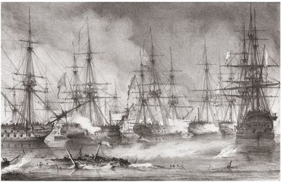 Søslaget ved Navarino den 20. oktober 1827, 1828 af George Philip Reinagle