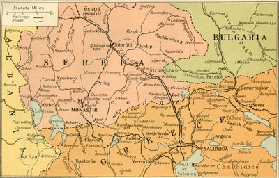 Kort over Salonica Front, 1919. af George Philip and Son Ltd