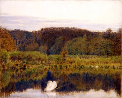 Abinger Mill Pond, Surrey- Morning in Late Autumn (akvarel på papir) af George Price Boyce