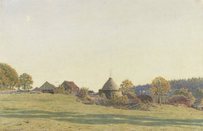Brickfield ved Pitland Street, Surrey (sort bly, wc og kropsfarve på papir) af George Price Boyce